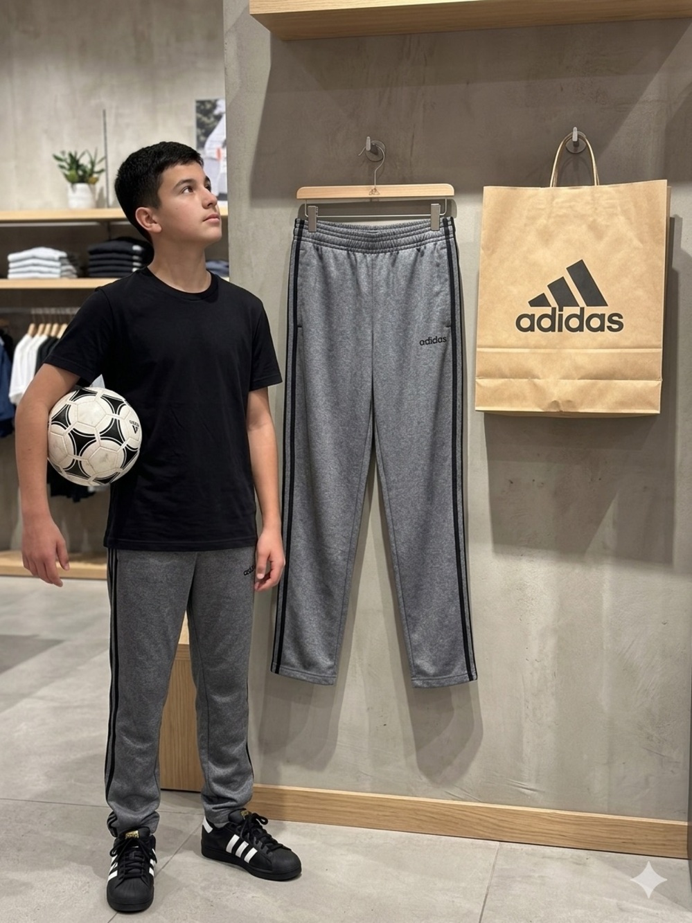 adidas Dark Gray Fleece Joggers with Black Logo Youth size 14–16